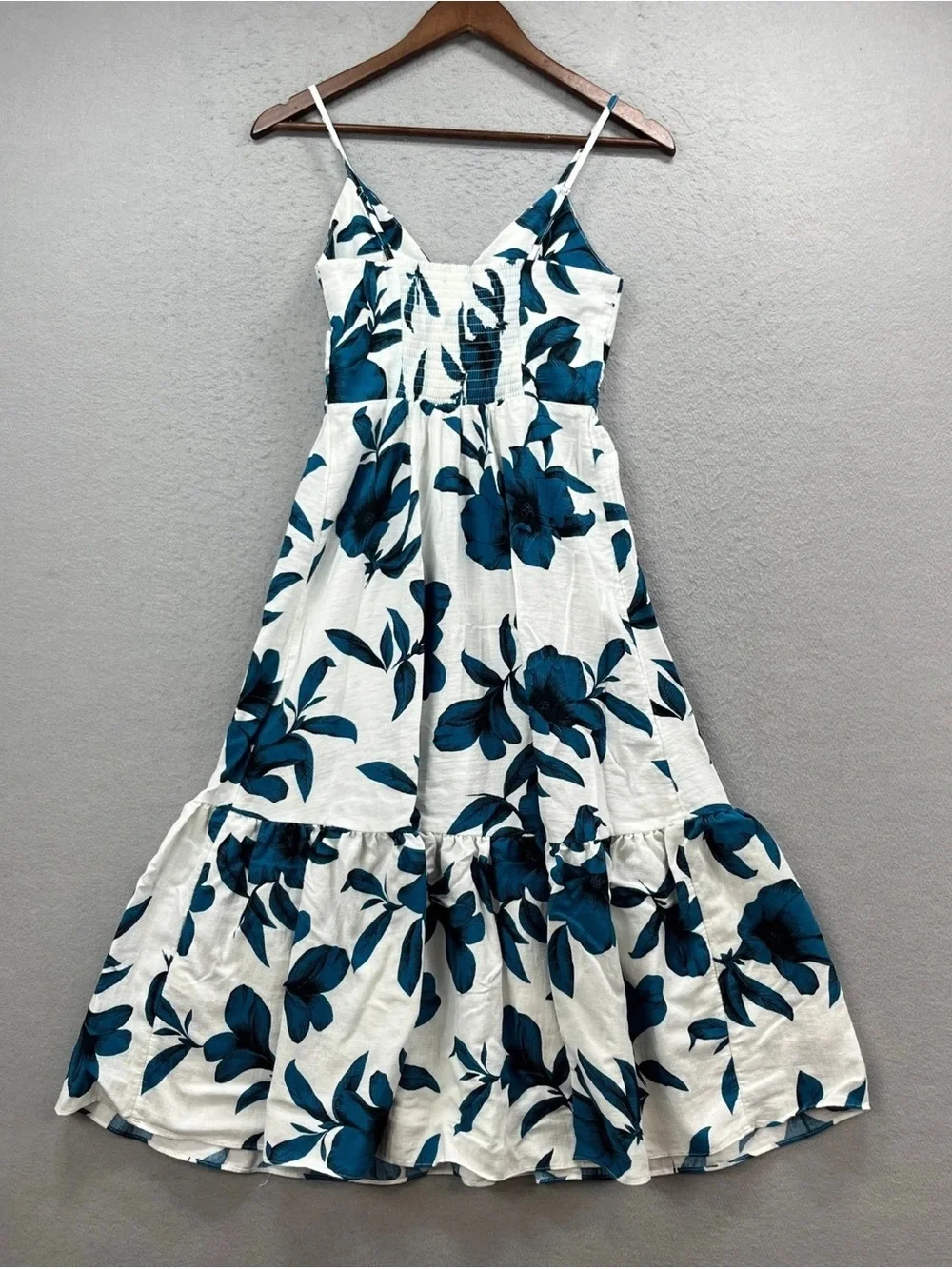 Banana Republic White Sundress with Teal-Blue Floral Print